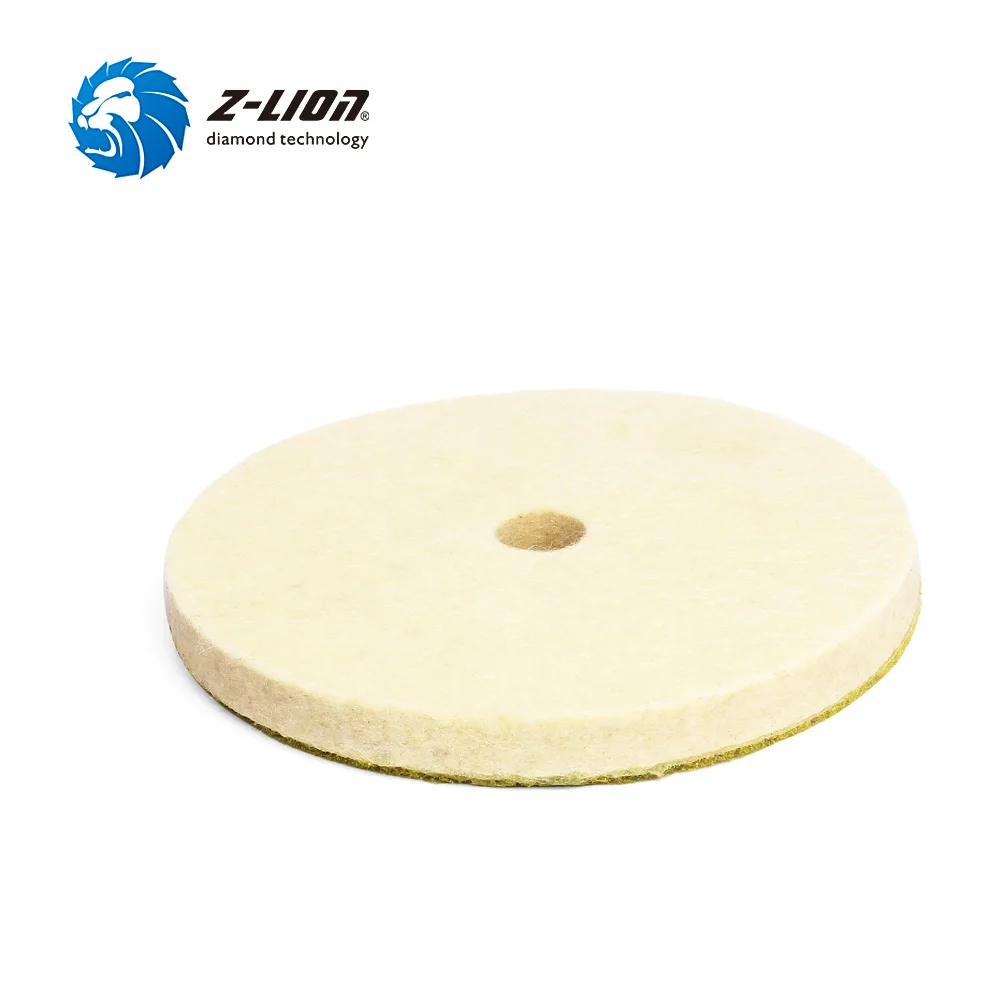 Z-LION 5 Inch Wool Felt Polishing Wheels 2pcs Fine Wool Polishing Buffing Pads Hook & Loop For Polisher Car Glass Metal Abrasive