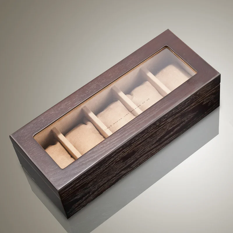 5 Slots Wood Watch Storage Box With Glass Window Wooden Watch Display New Watch Box Organizer Gift Case
