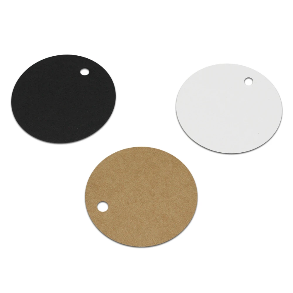 Diameter 4cm Blank Kraft Paper Circular Hang Tags Label DIY Cardboard Wish Greeting Cards Gift Price Clothing Luggage Tags