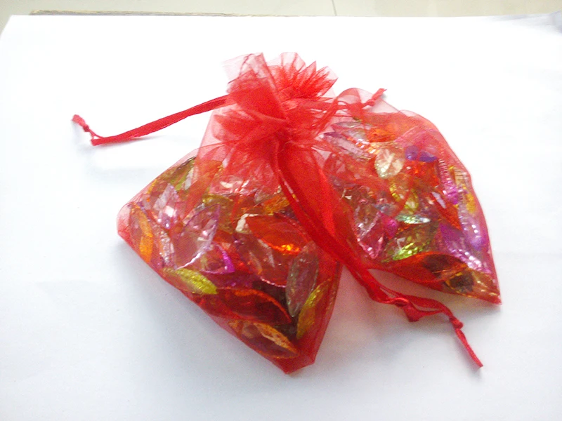 300pcs 11*16 Red gift bags for jewelry/wedding/christmas/birthday Organza Bags with handles Packaging Yarn bag