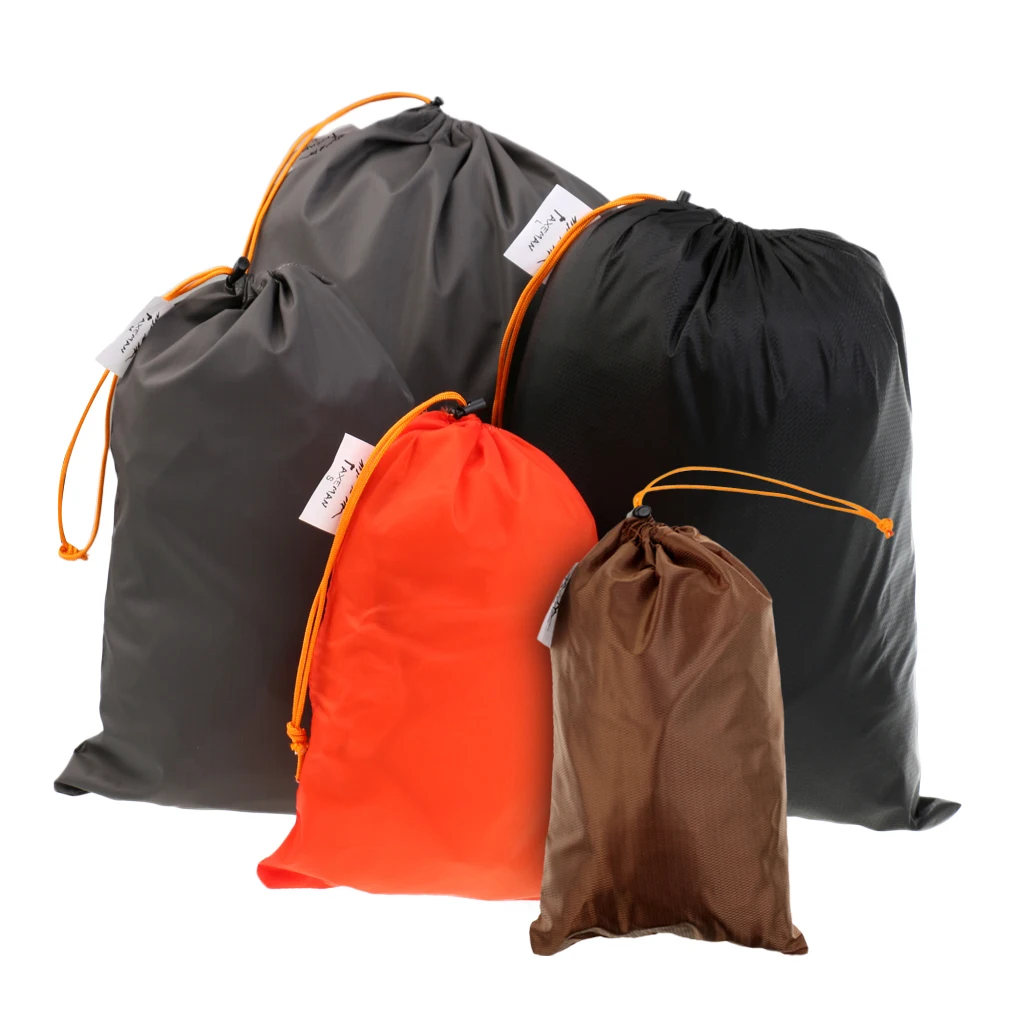 5 PCS Compression Stuff Sack Water Resistant Polyester Great Sleeping Bags Reusable Bag Clothes Camping Hiking -Random Color