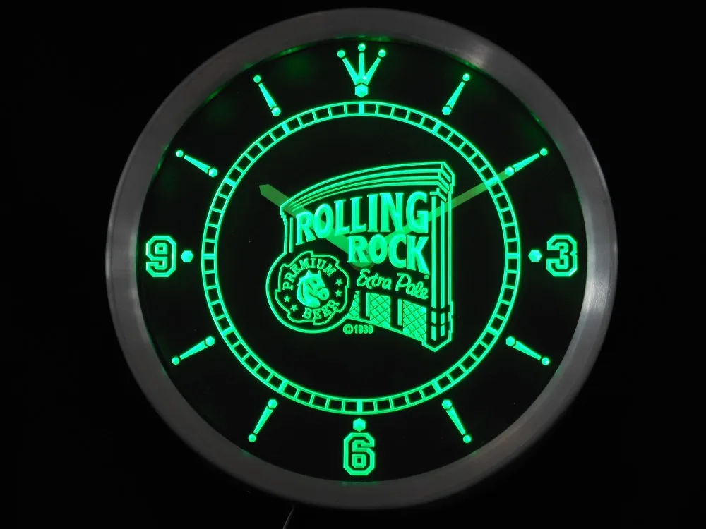 nc0474 Rolling Rock Beer Neon Light Signs LED Wall Clock