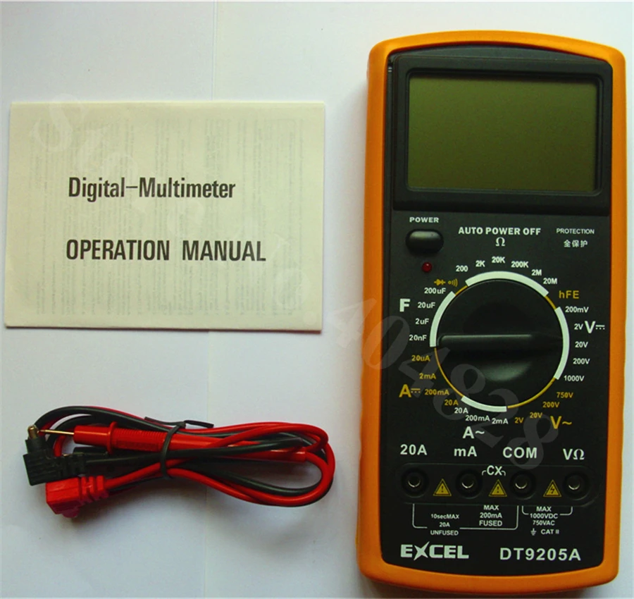 Multimetro digitale Excel DT9205A, Giallo/Nero.