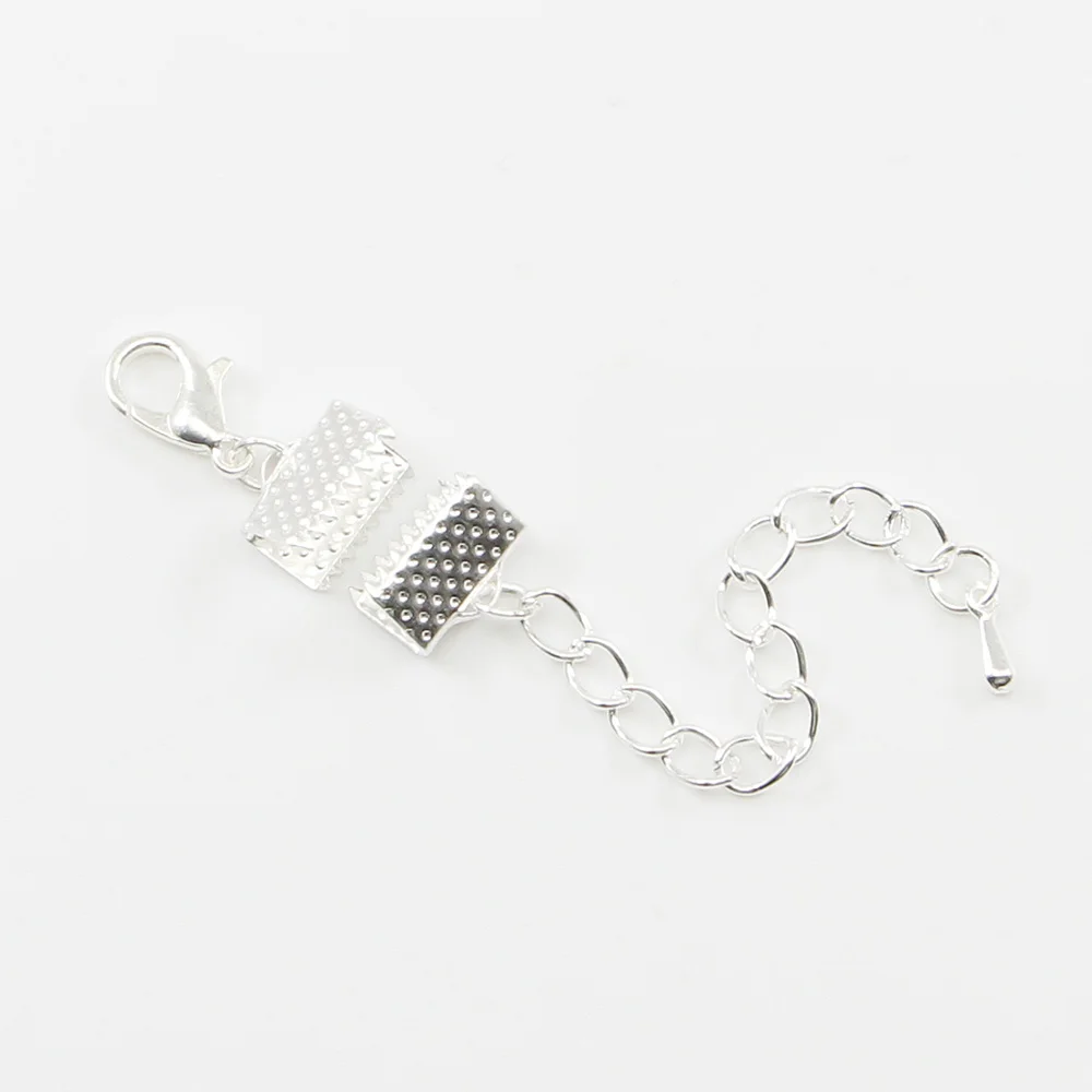 10pcs/lot Cove Clasps Cord End Caps String Ribbon Leather Clip With Chains/Lobster Clasps Connectors Supplies For Jewelry Making