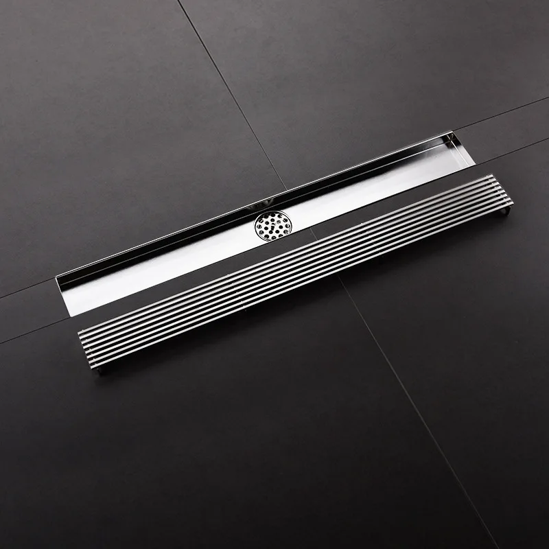 

600mm Odor-resistant Floor Drain Cover Rectangle SUS304 Stainless Steel Shower Floor Grate Drain Linear Floor Drain--