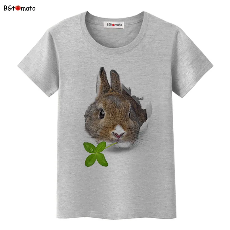 Rabbit eating grass lovely 3D T-shirt women's super funny Shirts Original brand Tops Tees