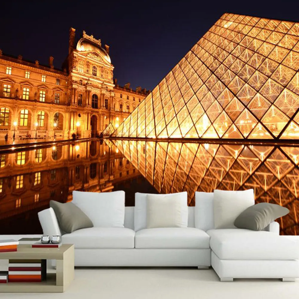 

Papel de parede Paris Louvre at night 3d wallpaper,living room sofa TV wall bedroom wall papers home decor restaurant bar mural