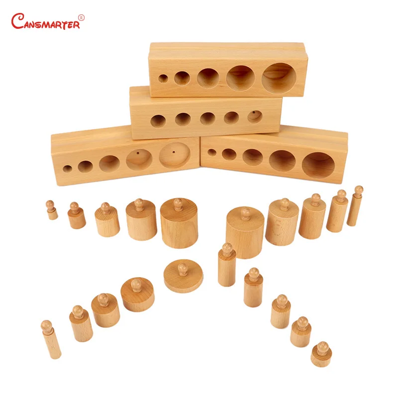 

Sensory Exercises Knob Cylinder Blocks Beechwood Montessori Learning Materials Educational Toys Child House Toy for Kids Toys