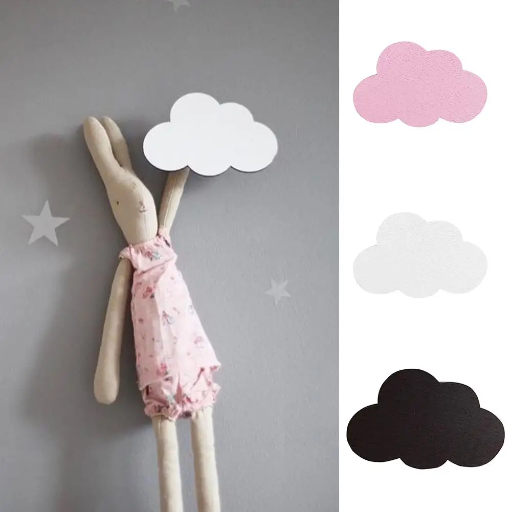 Nordic Style Cartoon Cloud Kids Room Wooden Stickers Wall Hanging Hook Home Decor Wall Decoration Crafts hanger key holder wall