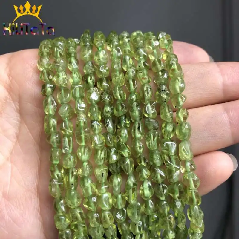 4-7mm Irregular Green Peridot Stone Beads Smooth Natural Loose Spacer Beads For DIY Jewelry Making Bracelets Necklace 15''