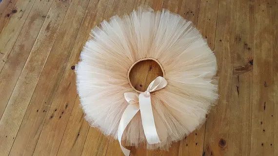 Cute Baby Girls Champagne Tutu Skirts Infant Ballet Tutus Pettiskirt with Ribbon Bow Newborn Birthday Party Costume Skirts