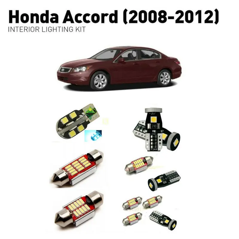 

Led interior lights For Honda accord 2008-2012 13pc Led Lights For Cars lighting kit automotive bulbs Canbus