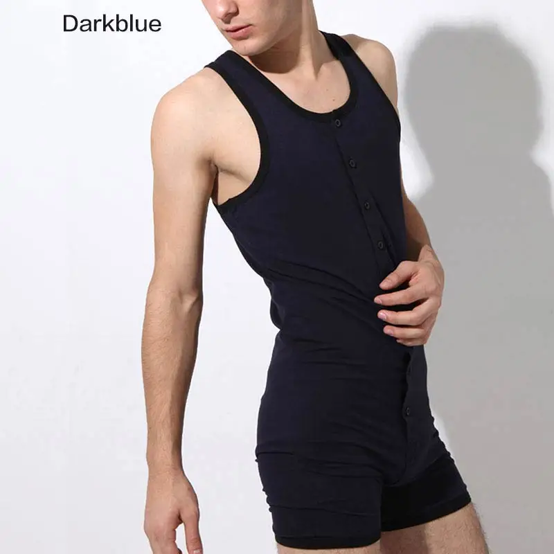 Superbody Sexy Leotard Undershirt Men bodysuit body stocking sexy jumpsuit wresting Sport Cotton Top and bottom shaper men club