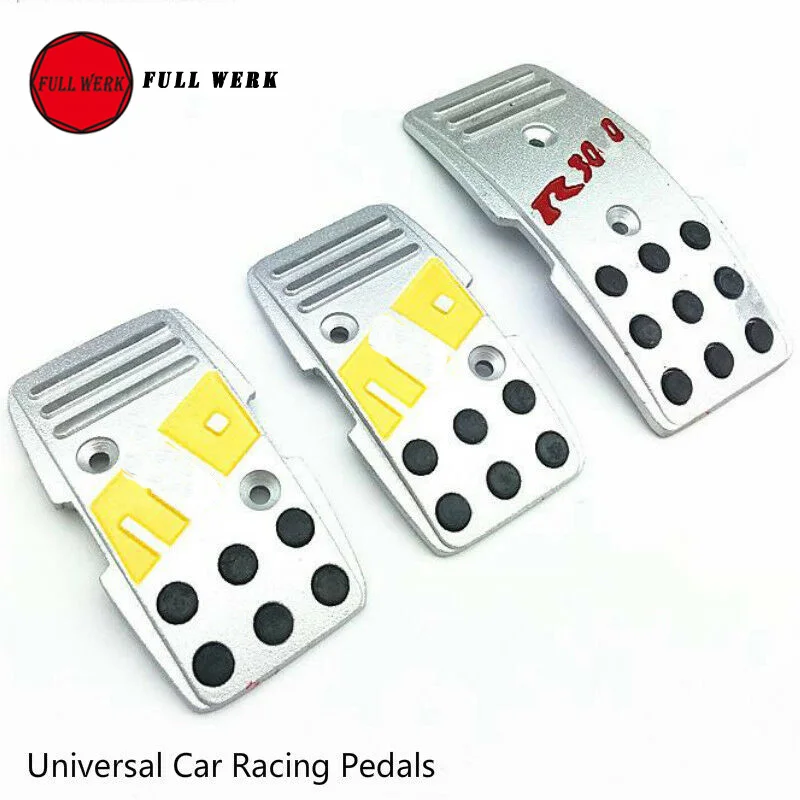 3pcs/set Aluminum Alloy Car Sport Racing Pedals Non Slip Manual Brake Clutch Pad Covers Pad Need Drilling Universal Accessory