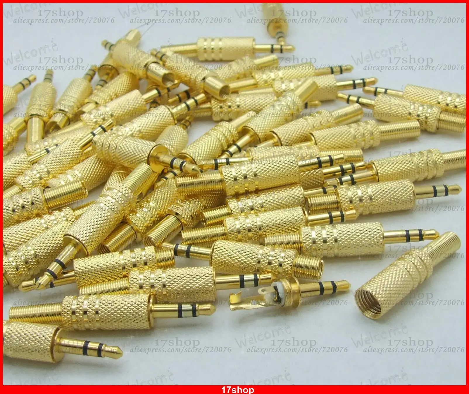 

100PCS 3pin Gold plating 3.5mm Male plug Stereo for Headphones plug Audio Cables