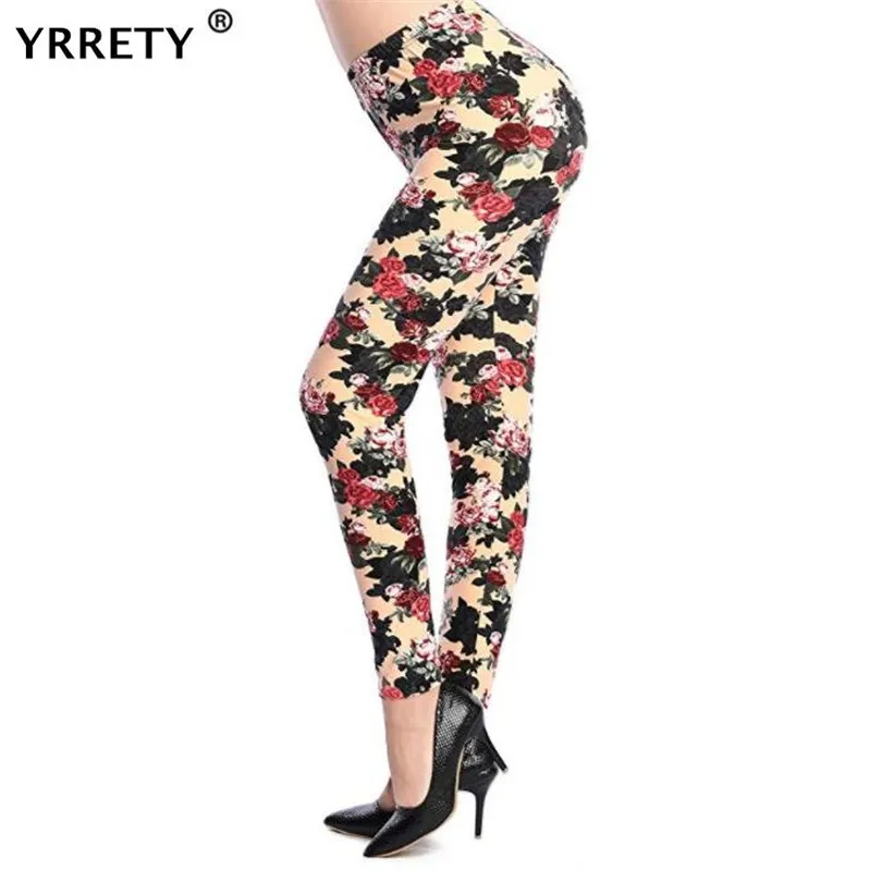 YRRETY Women Fashion Legging Push Up Printing Leggings Women Summer Workout Polyester Jeggings Breathable Slim Leggings Pants