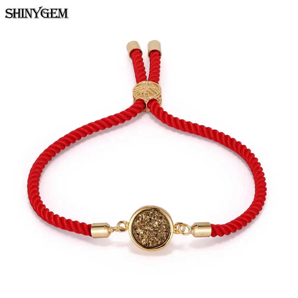 

ShinyGem Handmade Adjustable Woven Rope Bracelets Good Luck Natural Stone Bracelets Rhinestone Crystal Charm Bracelets For Women