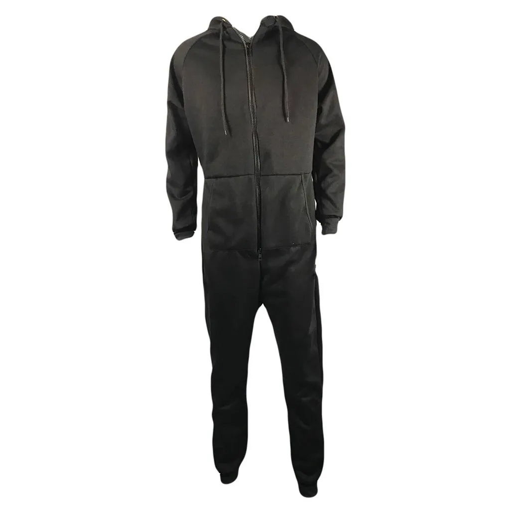 Men Zipper Onesie Autumn Thicken Fleece Hooded Jumpsuit Streetwear Jumpsuit Hoodies Winter One-piece Overalls X9121