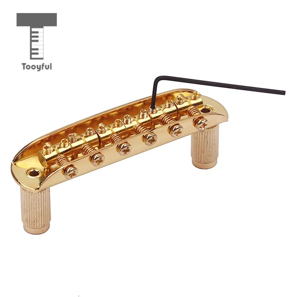 Tooyful Guitar Bridge W/ Thimbles & Allen Wrench for Jazzmaster Jaguar Mustang Gold