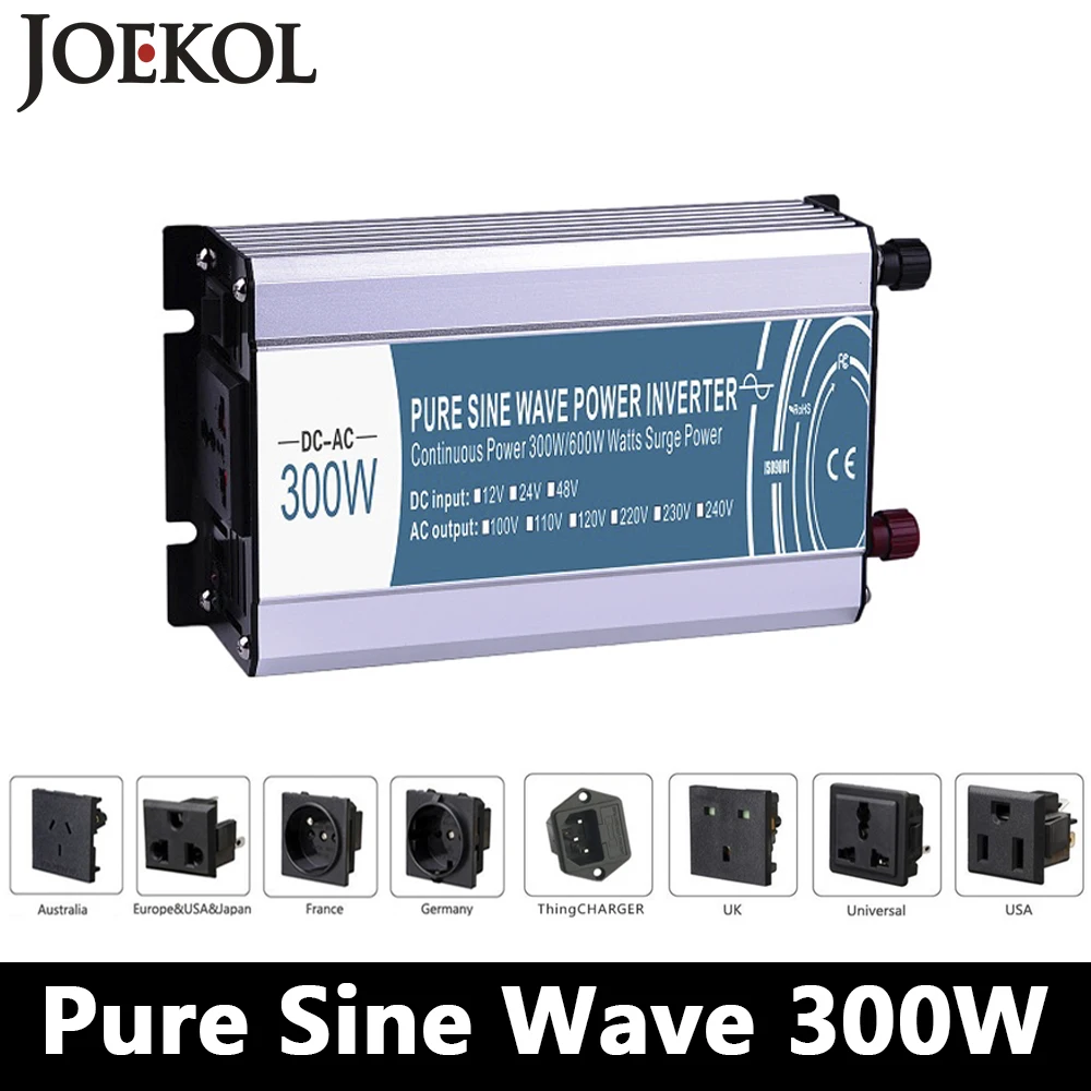 300W/600W pure sine wave inverter DC 12V/24V/48V to AC 110V/220V,off grid inversor,power inverter work with Solar Battery panel