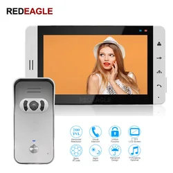 Home Visual Intercom Doorbell 7'' Touch Button LCD Wired Video Door Phone System 940nm IR 700TVL Outdoor Camera Support Unlock