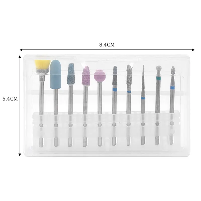 10-teiliges Elektrisches Nagelbohrer-Set, Keramik-Fräser, Rotierende Schleifköpfe, Maniküre-Werkzeuge für Nagelbohrmaschine, AC-Nagelhautpflege – Detail 2