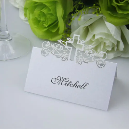 50pcs free shipping cross design Laser cut Party Table Name Place Card Wedding Invitations Name cards