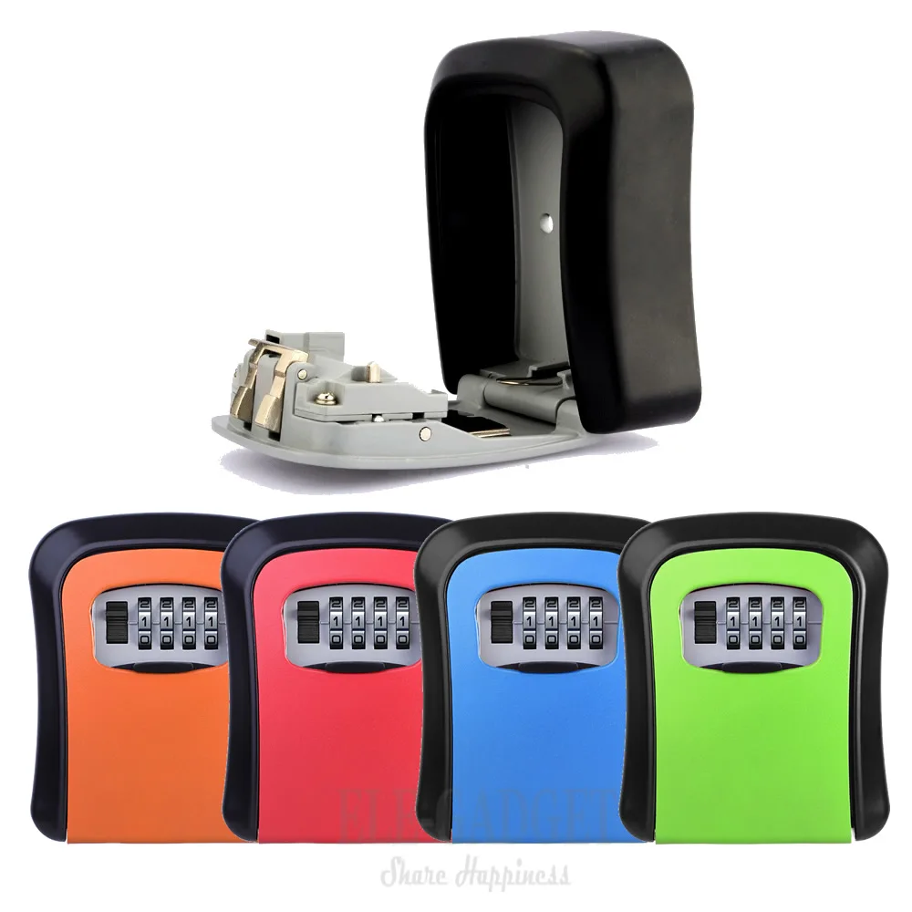 Heavy Duty Metal Key Safe Box Hidden Organizer 4-Digital Password Lock House Villa Caravan Spare Keys Storage Safe Box