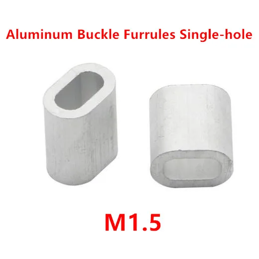 1000pcs M1.5 1.5mm Aluminum Buckle Furrules Crimping Sleeve Oval Clip Singlle-hole ellipse Wire Rope Clamp Rigging Simplex Coli