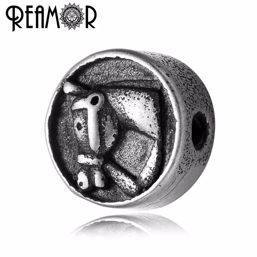 REAMOR Stainless Steel Retro Anchor Rudder Cross Horseshoe Small Hole Beads Charms for DIY Beaded Bracelets Jewelry Making 5pcs