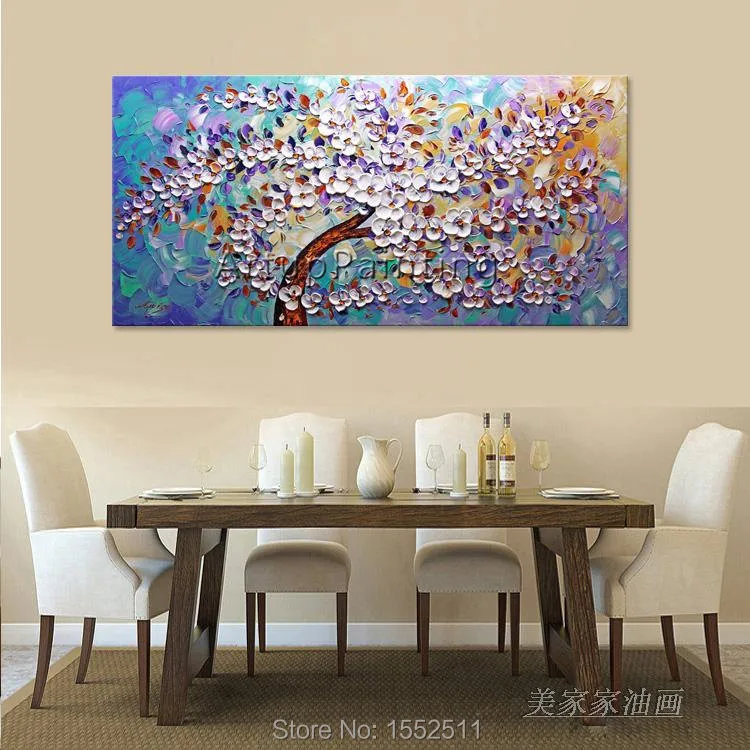 

Canvas Painting of Hand Painted palette knife flower,Wall Pictures For Living Room home decor wall art on canvas