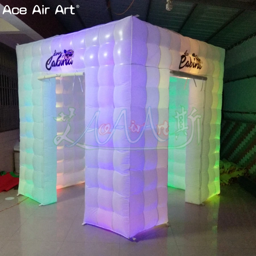 2.4m Inflatable Photo Booth Cabinet Tent with 2 fordable Curtain Doors with Free Logo