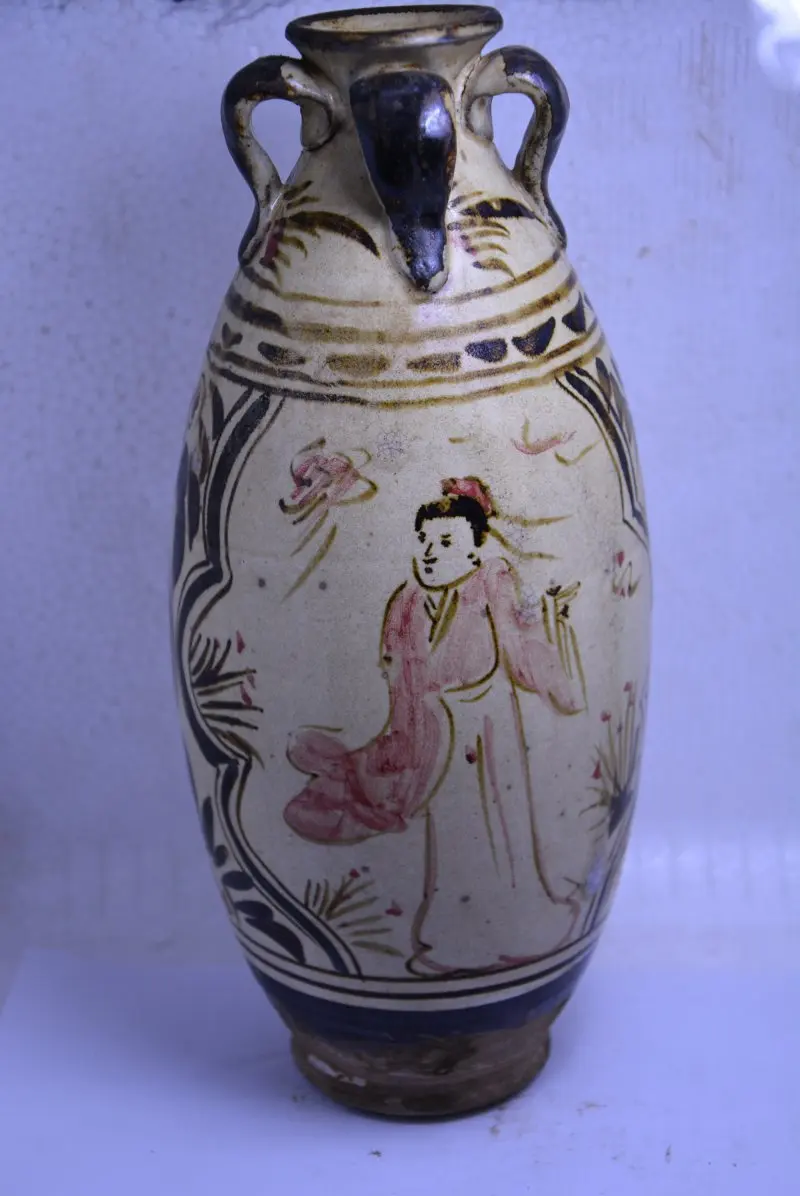 

Rare Old Chinese SongDynasty porcelain vase,Characters in the story,Four departments,Free shipping