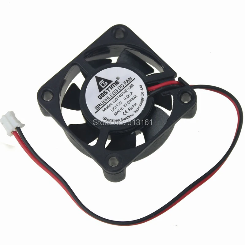 

50pcs Gdstime DC 12Volt 2Pin 40*40*10mm 4010s Axial Motor Brushless Cooler Mini Cooling Fan 4cm