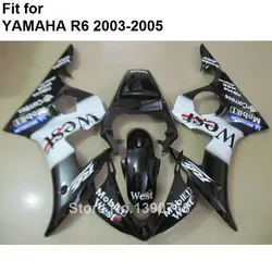 Hot sale fairings for Yamaha YZF R6 2003 2004 2005 white black body work parts fairing kit YZFR6 03 04 05 BC31