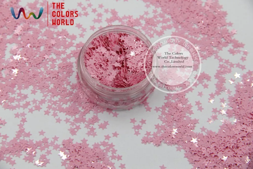 TCH304  3.0 MM Size   Solvent Resistant  Mate Colors Stars shape glitter  for nail polish,nail art  or other DIY decoration