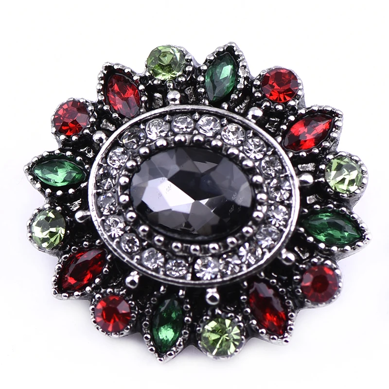 New Fashion Hearts Flowers rhinestone Beauty 20MM snap buttons fit DIY 18MM snap bracelet snap jewelry Christmas Gift