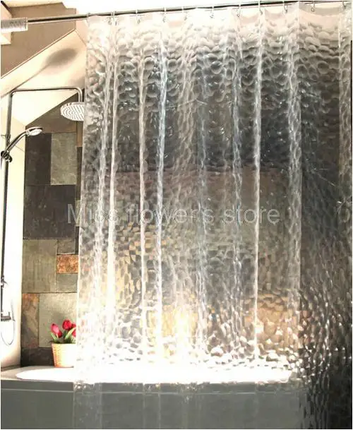 3D Water Cube Pattern Shower Curtain Bathroom Waterproof Mildewproof 100% EVA Fabric With 12 Hooks 180cm*180cm