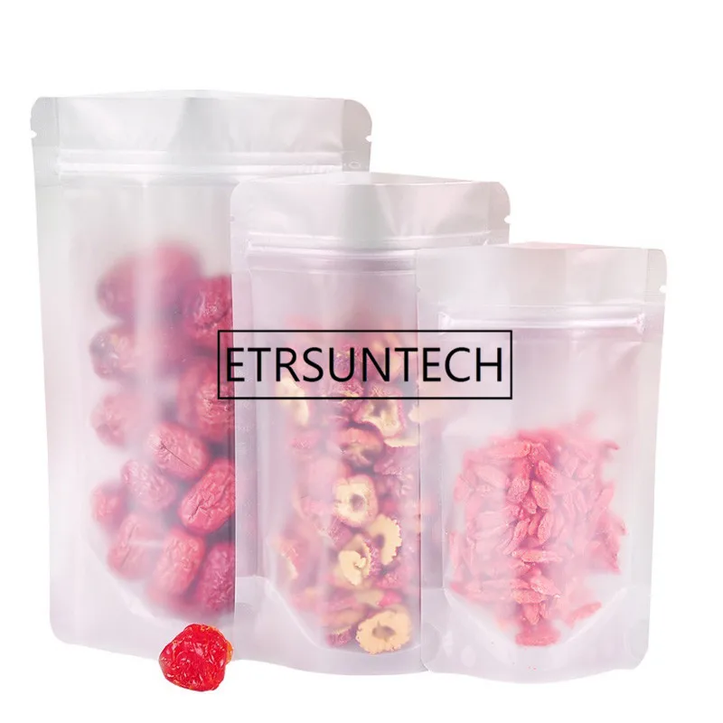 Matte Clear Zip lock Plastic Pack Bag Stand Up Zipper Poly Reclosable Pouch Food Beans Dried Fruit Nut Packaging Bag Doypack