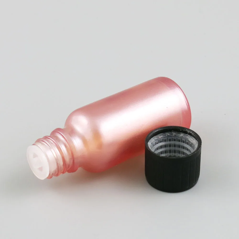 10 x 10ml 30ml 50ml 100ml Essential Oil Pink Glass Bottle Cap For Liquid Reagent Pipette Refillable Bottle Cosmetic Container