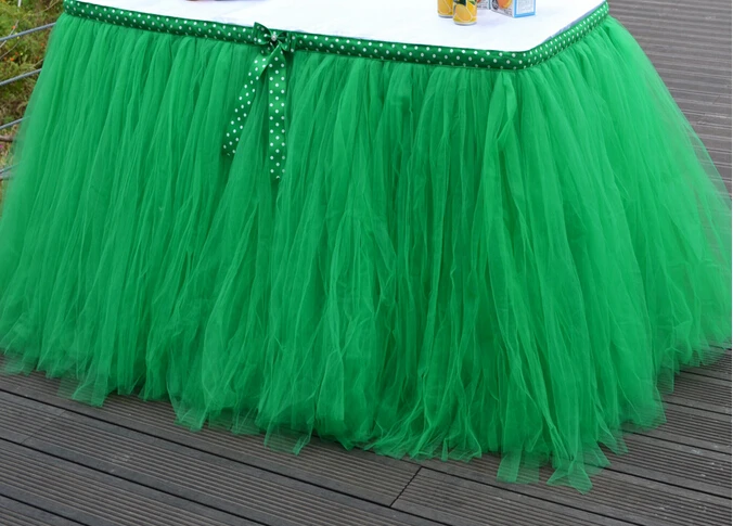 Hotsale quality wedding table skirting Creative Christmas birthday party table skirts cute bow table skirt