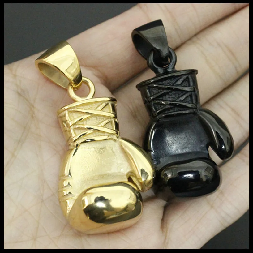 1pc Newest Jewelry Golden Black Huge Boxing Glove Pendant 316L Stainless Steel Men Cool Glove Pendant