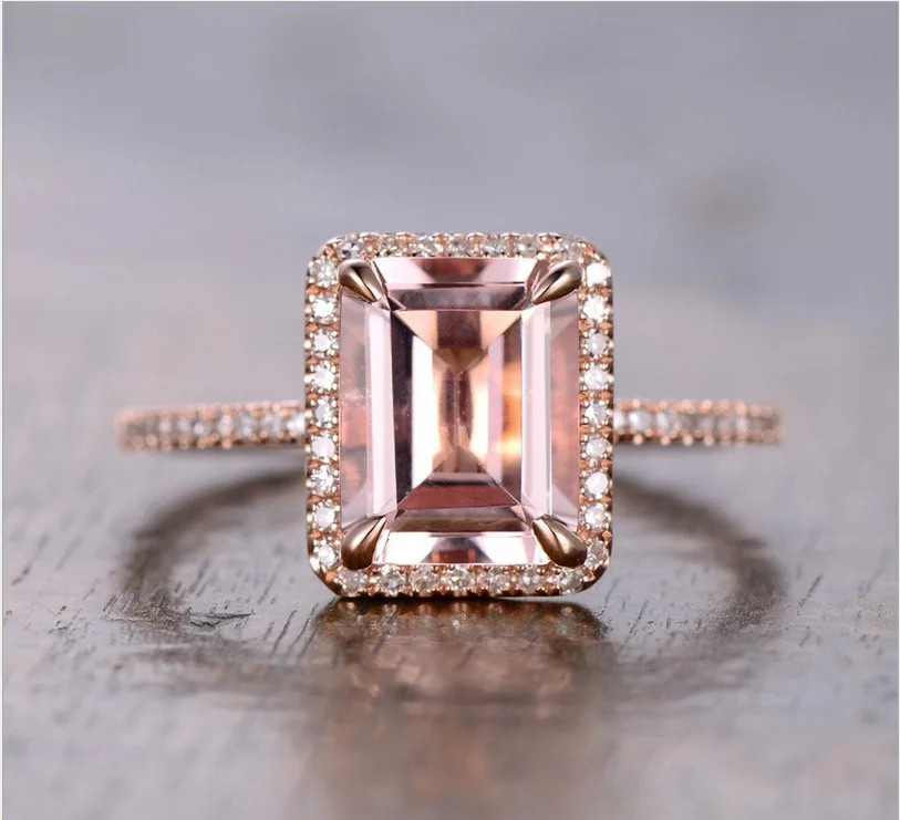 Drop Shipping Luxury Jewelry 925 Silver&Rose Gold Fill Princess Cut AAA Cubic Zirconia Office Party Wedding Band Ring for Women