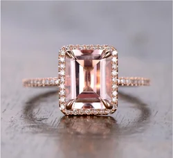 Drop Shipping Luxury Jewelry 925 Silver&Rose Gold Fill Princess Cut AAA Cubic Zirconia Office Party Wedding Band Ring for Women