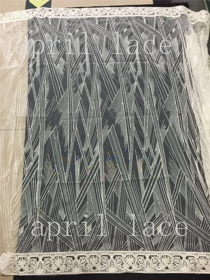 5yards /lot st002# offwhite stock sequin embroidery  tulle mesh lace fabric for  sawing bridal wedding/ evening dress