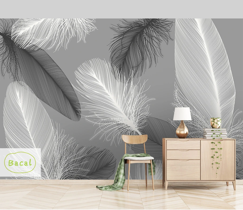 

Custom Photo Modern 3D Wallpaper murals Chinese Ink Hand-painted Feathers Wall Papers Living Room Bedroom Papel De Parede Decor