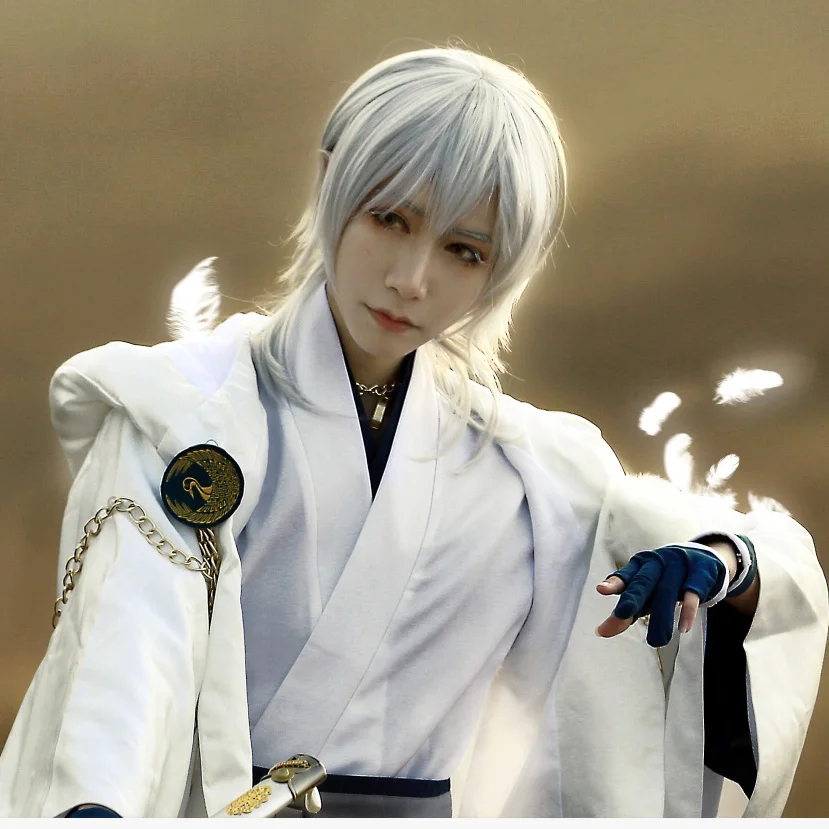 Touken Ranbu Online Tsurumaru Kuninaga Cosplay Wigs 50cm/19.68inch Straight Synthetic Hair Perucas Cosplay Wig+wig cap