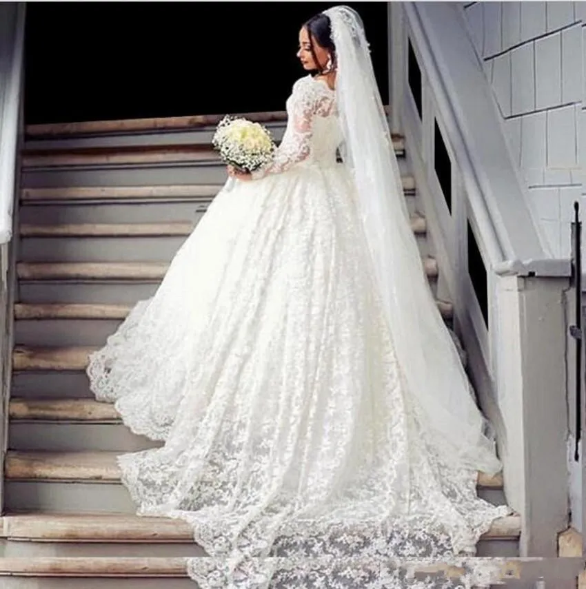 

Vestidos de novia кружевное бальное платье с длинными рукавами, свадебное платье 2019, сексуальное свадебное платье для принцессы с открытыми плечами, Robe de mariage