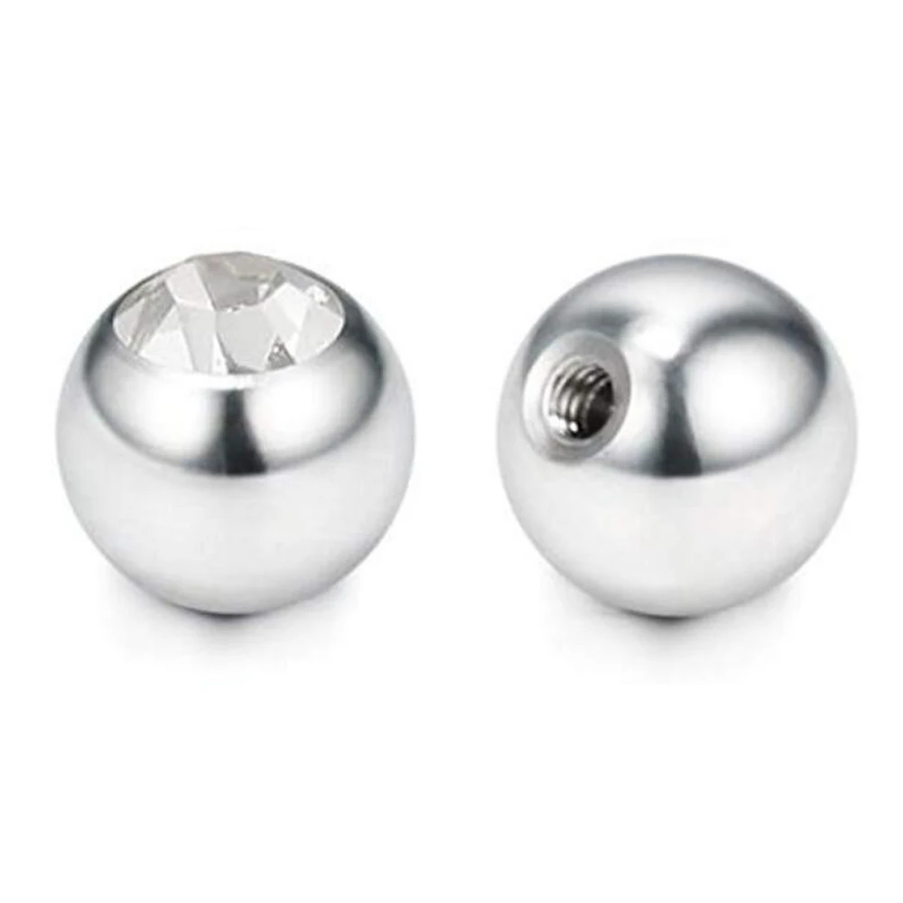 60pcs Stainless Steel CZ Crystal Screw Hole Replacement Balls 16g&14g Tongue Barbell Lip Ring Ear Belly Eyebrow Piercing Jewelry image 6
