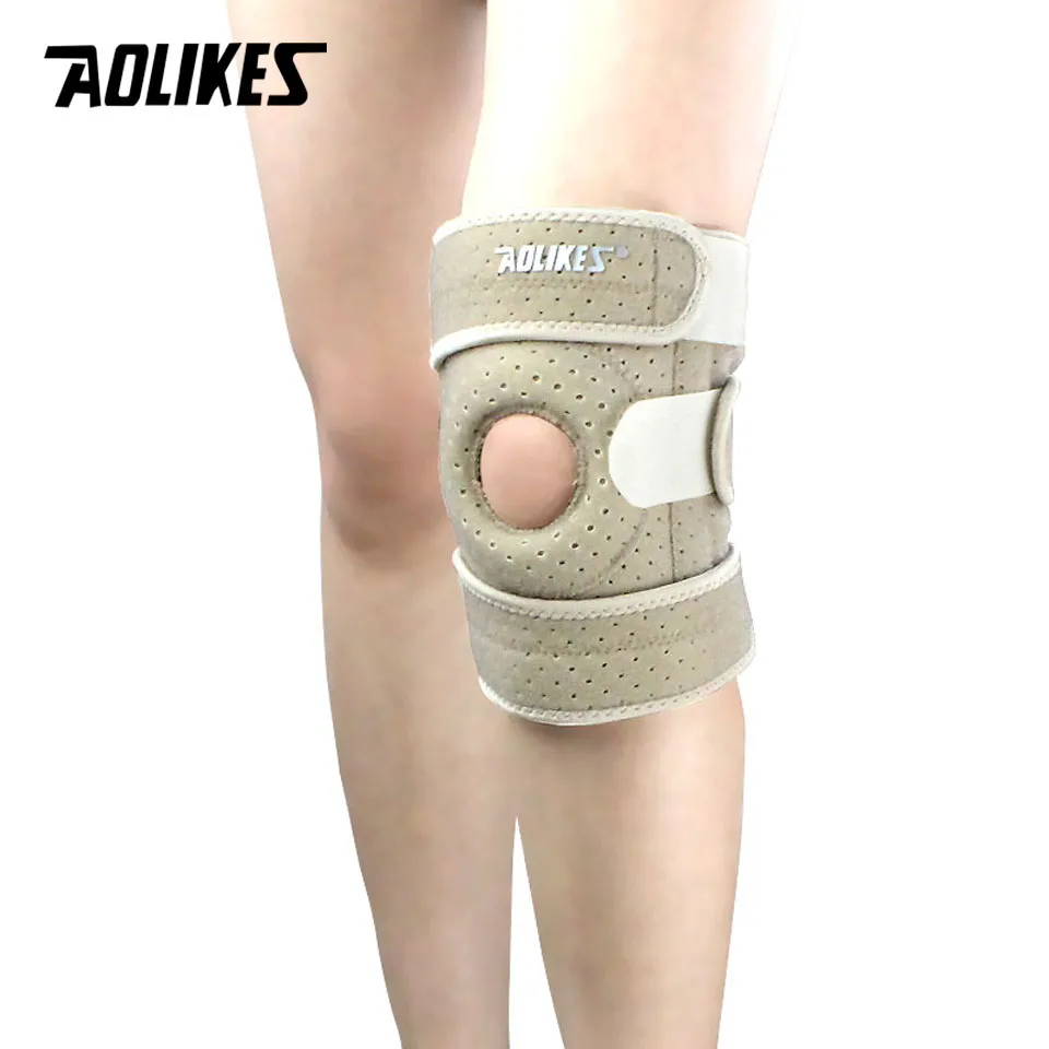 AOLIKES 1PCS Breathable Four Spring Knee Support Brace Kneepad Adjustable Patella Knee Pads Safety